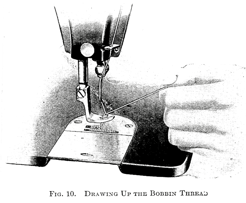 fig.10 drawing up the bobbin thread