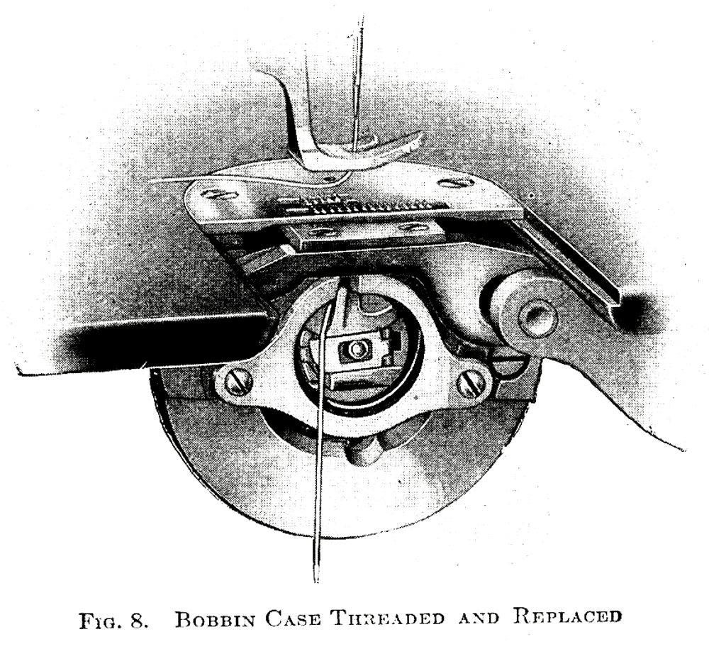 fig.8 bobbin case threaded and replaced